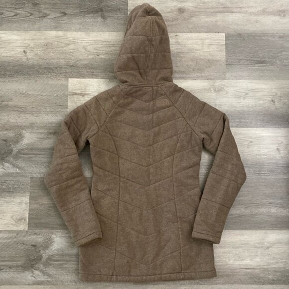 The North Face Puffer Jacket Hooded Women's XS Brown Heather Zip Pockets Quilted - Picture 2 of 15